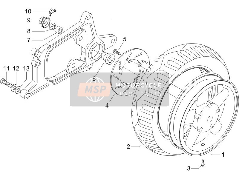 Piaggio X8 250 ie 2008 Ruota posteriore per un 2008 Piaggio X8 250 ie