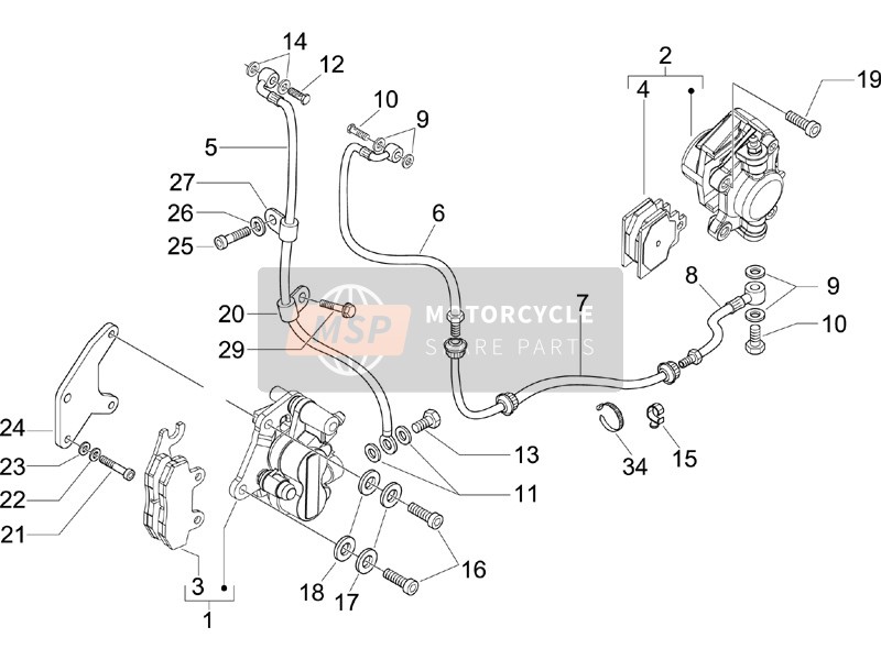 Piaggio X8 250 ie 2006 Brakes Pipes - Calipers for a 2006 Piaggio X8 250 ie