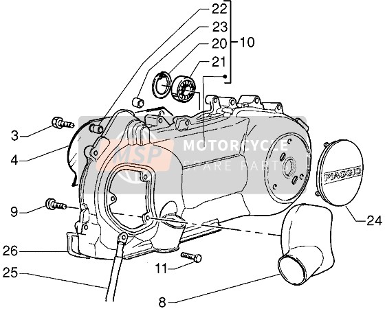 Piaggio X9 125 2000 Refroidissement du carter pour un 2000 Piaggio X9 125