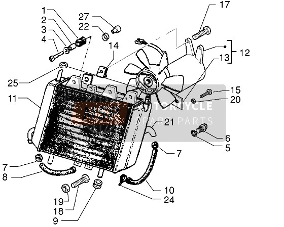Piaggio X9 125 2000 Radiador para un 2000 Piaggio X9 125