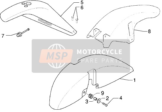 Piaggio X9 125 2001 Compartiment à roues-Garde-boue pour un 2001 Piaggio X9 125