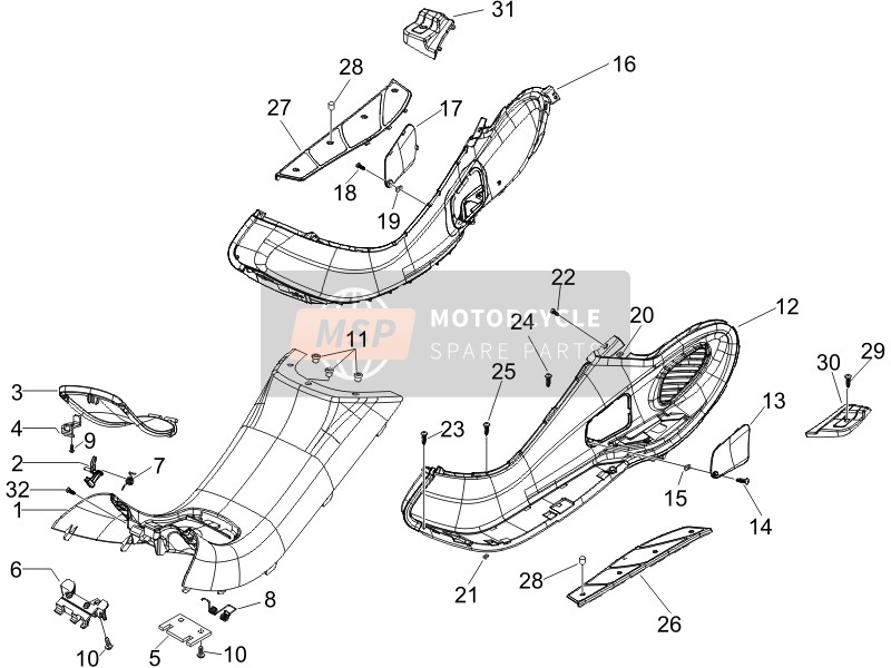 57799900E8, Fubraumabdeckung X9 Links, Piaggio, 1