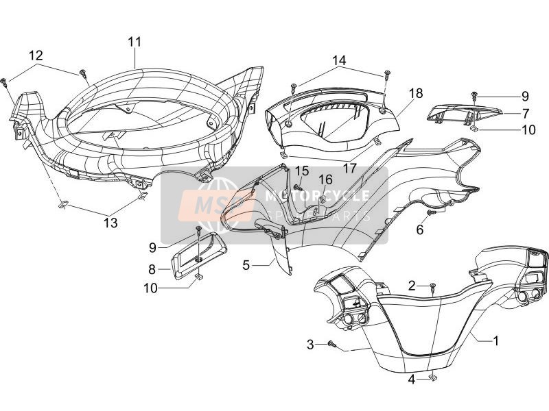 655889000P, Hinterer Lenkerdeckel, Piaggio, 2