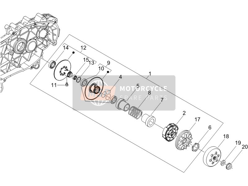 Piaggio X9 125 Evolution Euro 3 (UK) 2007 Driven Pulley for a 2007 Piaggio X9 125 Evolution Euro 3 (UK)