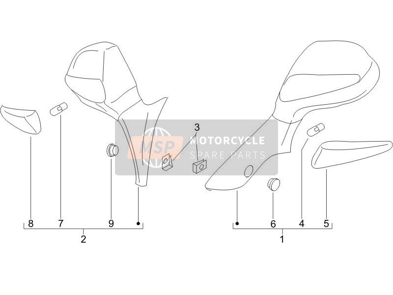 Piaggio X9 125 Evolution Potenziato (UK) 2006 Driving Mirror/s for a 2006 Piaggio X9 125 Evolution Potenziato (UK)