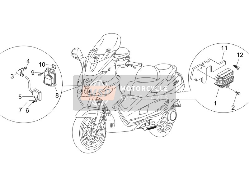 Piaggio X9 125 Evolution Potenziato (UK) 2006 Régulateurs de tension - Unités de contrôle électronique (ecu) - H.T. Bobine pour un 2006 Piaggio X9 125 Evolution Potenziato (UK)