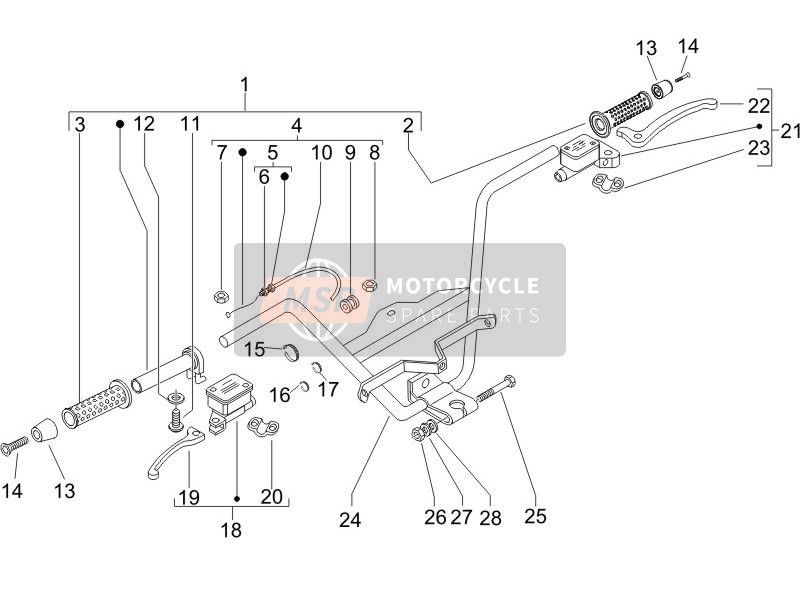 Piaggio X9 125 Evolution powered 2005 Handlebars - Master cil. for a 2005 Piaggio X9 125 Evolution powered