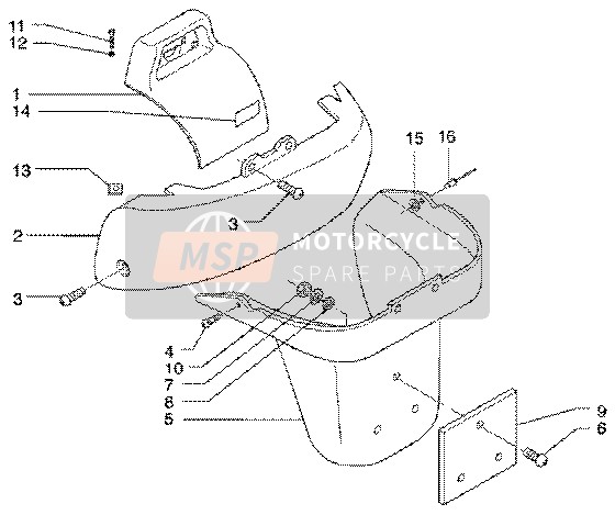 Piaggio X9 180 Amalfi 2002 Revêtements arrière pour un 2002 Piaggio X9 180 Amalfi