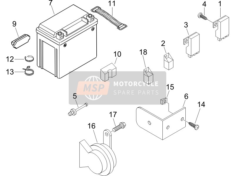 Piaggio X9 250 Evolution 2006 Interruptores de control remoto - Batería - cuerno para un 2006 Piaggio X9 250 Evolution