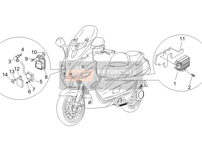 Piaggio X9 250 Evolution 2006 Spannungsregler - Elektronische Steuereinheiten (ECU) - Zündspule für ein 2006 Piaggio X9 250 Evolution