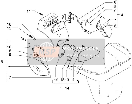 Piaggio X9 500 2005 Rücklichter für ein 2005 Piaggio X9 500