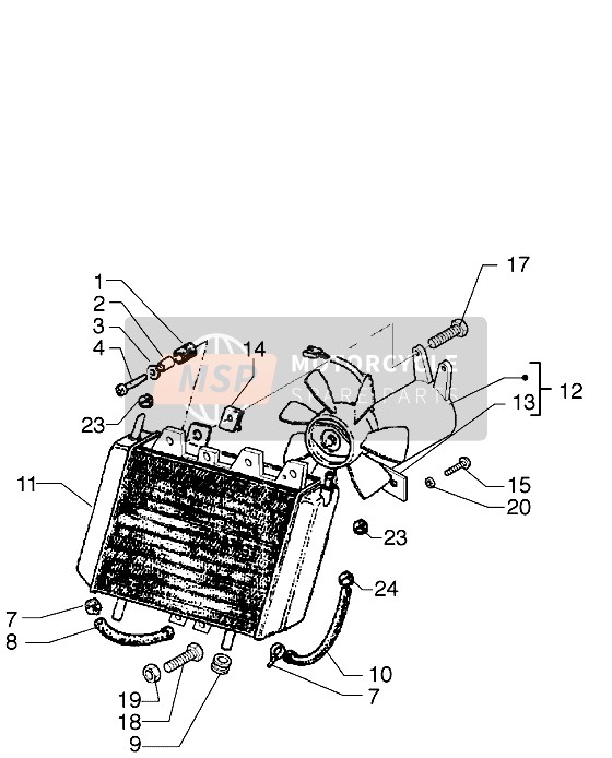 Piaggio X9 500 2006 Radiator voor een 2006 Piaggio X9 500