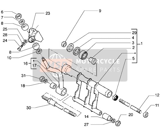 598076, Braccio Oscillante Com, Piaggio, 0