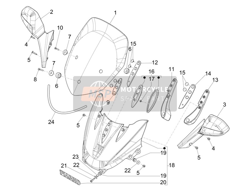 CM006001, Windshield Weather Strip, Piaggio, 3