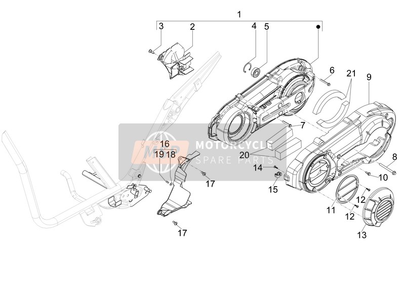 Piaggio X9 500 Evolution 2007 Kurbelgehäuseabdeckung - Kurbelgehäusekühlung für ein 2007 Piaggio X9 500 Evolution