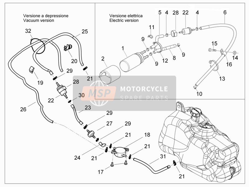 Piaggio X Evo 125 Euro 3 2010 Système d'alimentation pour un 2010 Piaggio X Evo 125 Euro 3