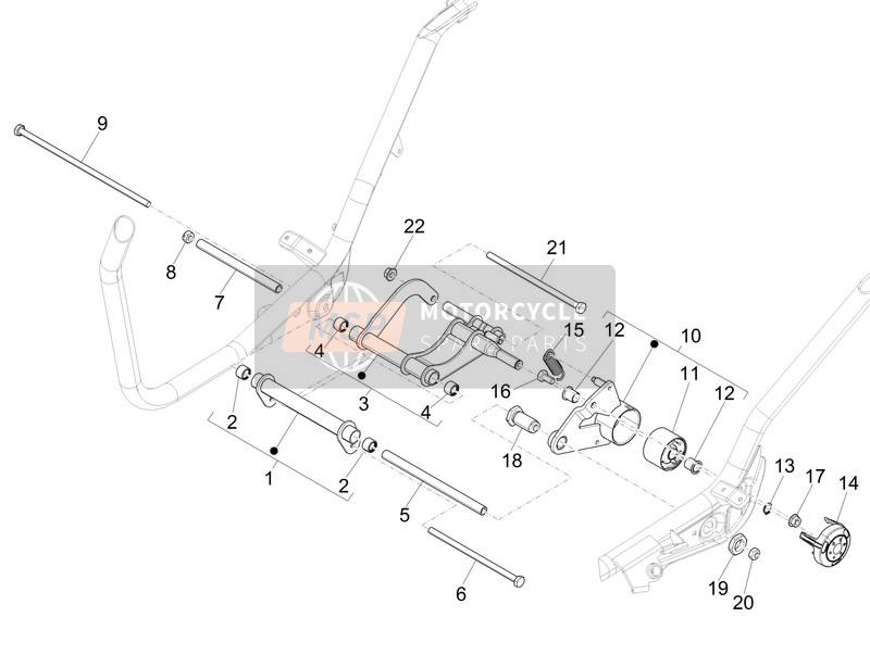 Piaggio X Evo 125 Euro 3 2016 Zwenkarm voor een 2016 Piaggio X Evo 125 Euro 3