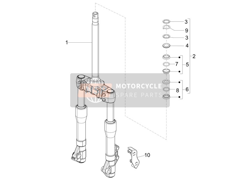 Piaggio X Evo 125 Euro 3 2013 Vork/Stuurbuis - Balhoofdlagers eenheid voor een 2013 Piaggio X Evo 125 Euro 3