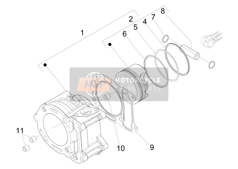 Piaggio X Evo 125 Euro 3 (UK) 2013 Cilindro-Pistone-Unità pin da polso per un 2013 Piaggio X Evo 125 Euro 3 (UK)