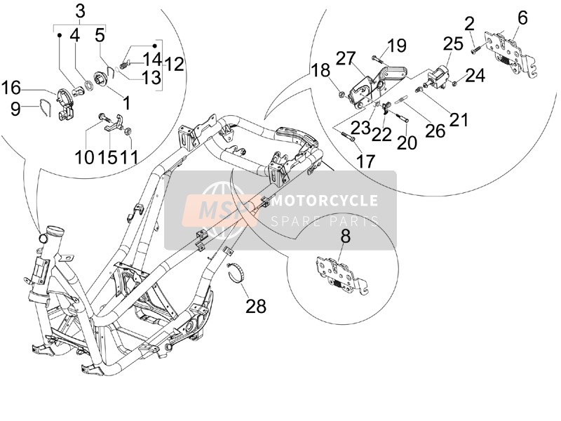 Piaggio X Evo 125 Euro 3 (UK) 2013 Sloten voor een 2013 Piaggio X Evo 125 Euro 3 (UK)