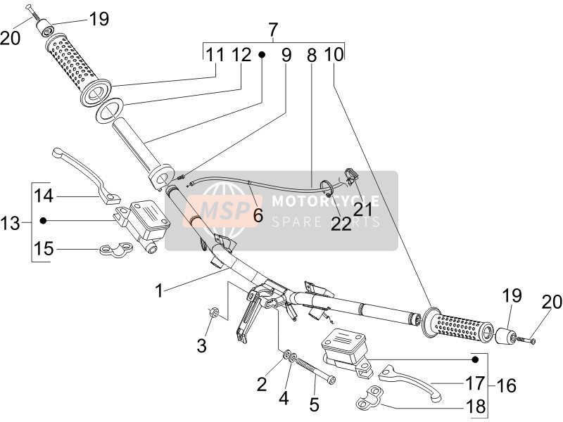 Piaggio X Evo 125 Euro 3 (UK) 2014 Lenker - Bremspumpe für ein 2014 Piaggio X Evo 125 Euro 3 (UK)