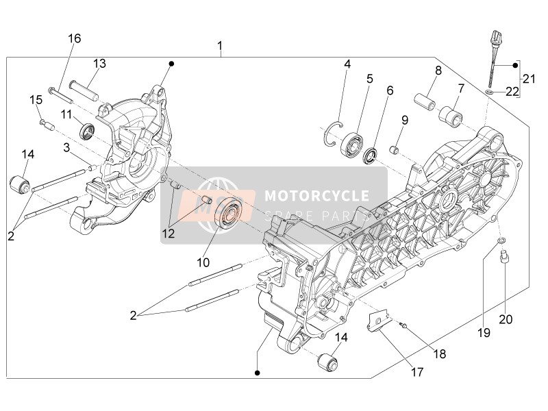 969721, Crankcase Assembly, Piaggio, 0