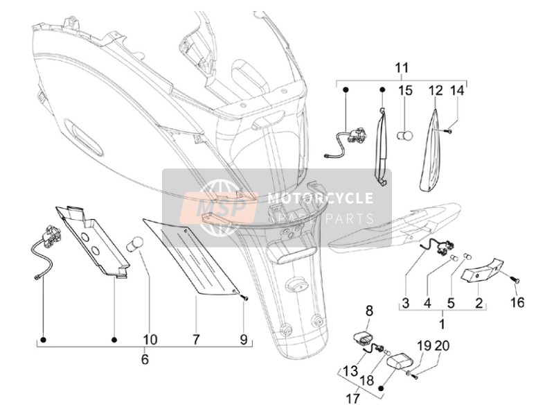 Piaggio Zip 100 4T 2010 Faros traseros - Lámparas de señal de giro para un 2010 Piaggio Zip 100 4T