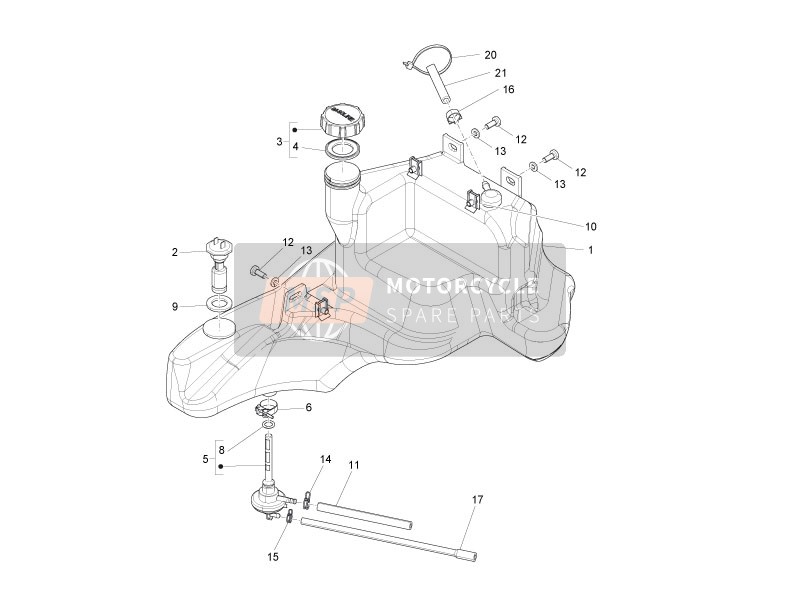 Piaggio ZIP 100 4T (Vietnam) 2017 Benzinetank voor een 2017 Piaggio ZIP 100 4T (Vietnam)