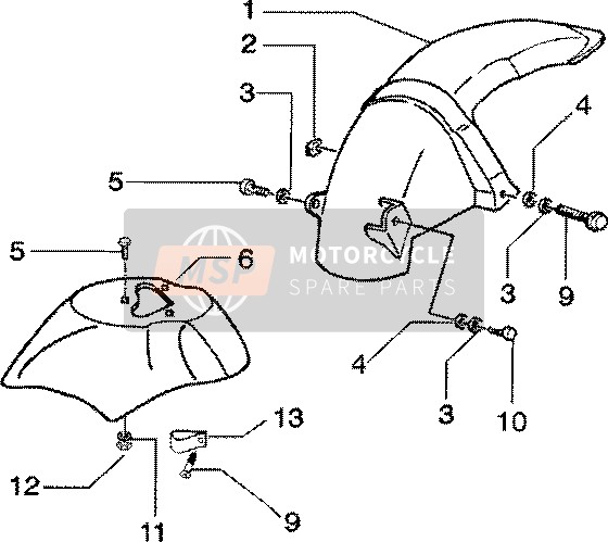 1B000996000R7, Voorwielspatbord, Piaggio, 1