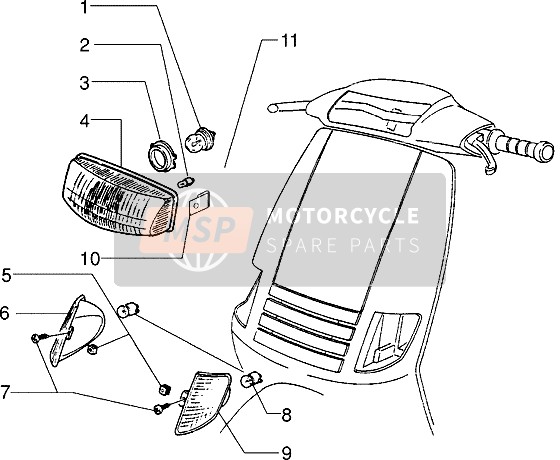 Piaggio Zip 1995 Headlamp for a 1995 Piaggio Zip