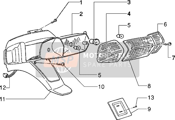 Piaggio Zip 1995 Luz trasera trasera para un 1995 Piaggio Zip