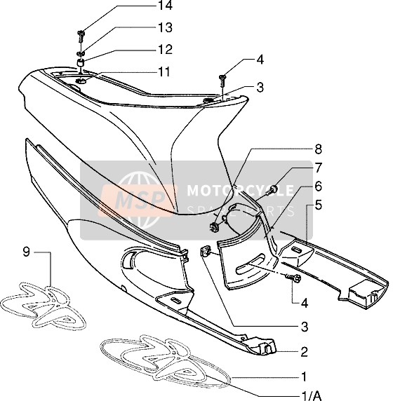 Piaggio Zip 1995 Couvertures latérales pour un 1995 Piaggio Zip