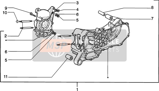 Piaggio Zip 50 4T 2002 Caja del cigüeñal para un 2002 Piaggio Zip 50 4T