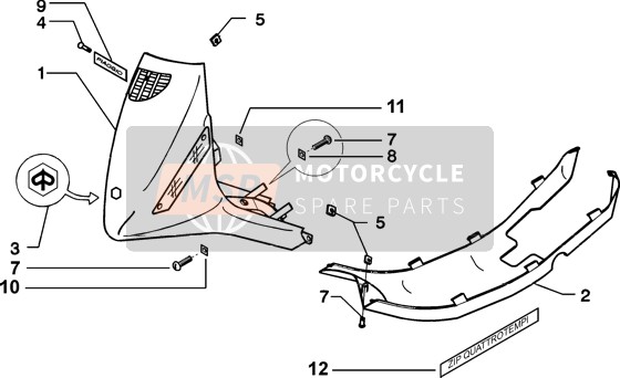 Piaggio Zip 50 4T 2002 Scudo-Spoiler per un 2002 Piaggio Zip 50 4T