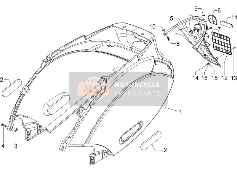 Piaggio Zip 50 4T 25 Kmh 2006 Capot arrière - Garde anti-éclaboussures pour un 2006 Piaggio Zip 50 4T 25 Kmh