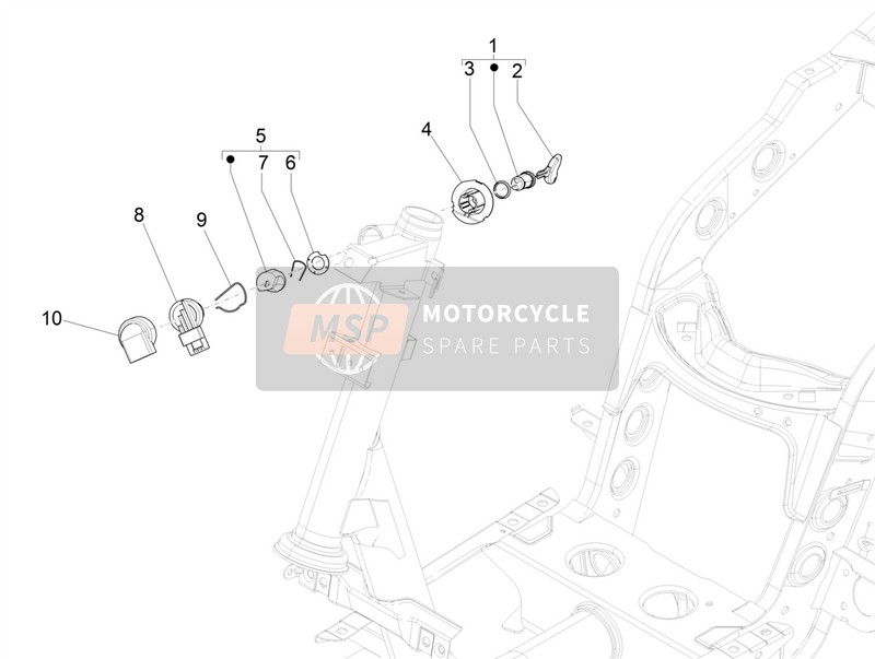 Piaggio Zip 50 4T 25 Kmh NOABS E4 (EU) 2018 Serrures pour un 2018 Piaggio Zip 50 4T 25 Kmh NOABS E4 (EU)