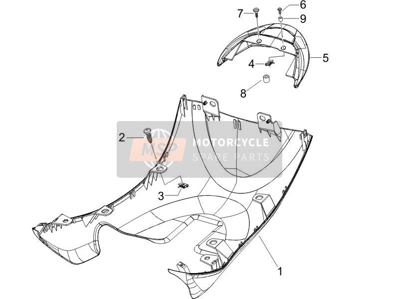 Piaggio Zip 50 SP Euro 2 2009 Seitliche Abdeckung - Spoiler für ein 2009 Piaggio Zip 50 SP Euro 2