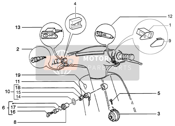 642968, Koplamp Selector, Piaggio, 3