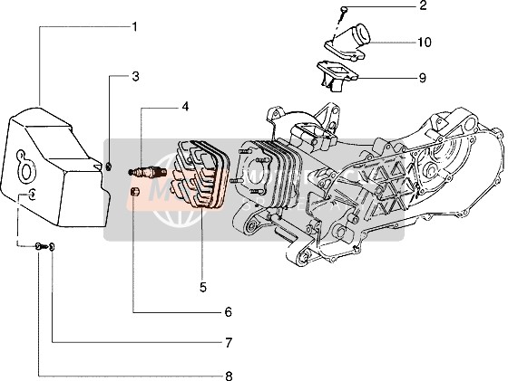 Piaggio Zip Fast Rider RST 1997 Cabeza de cilindro-Campana de enfriamiento-Tubería de entrada e inducción para un 1997 Piaggio Zip Fast Rider RST