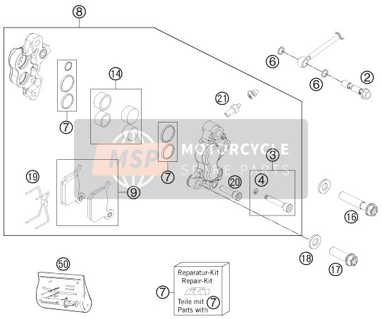 KTM 50 SX FACTORY EDITION, United States 2022 FRONT BRAKE CALIPER for a 2022 KTM 50 SX FACTORY EDITION, United States