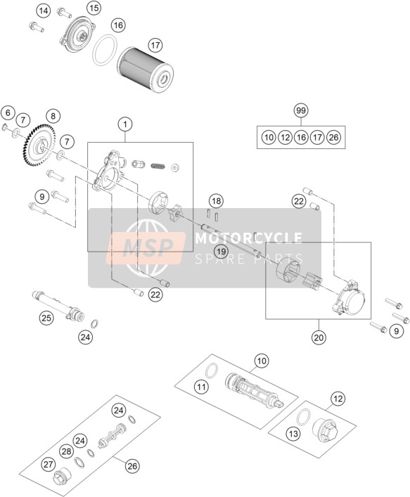 KTM 250 DUKE, silver, China 2021 Sistema de lubricación para un 2021 KTM 250 DUKE, silver, China