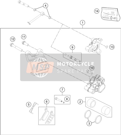 KTM 50 SX FACTORY EDITION, United States 2023 REAR BRAKE CALIPER for a 2023 KTM 50 SX FACTORY EDITION, United States