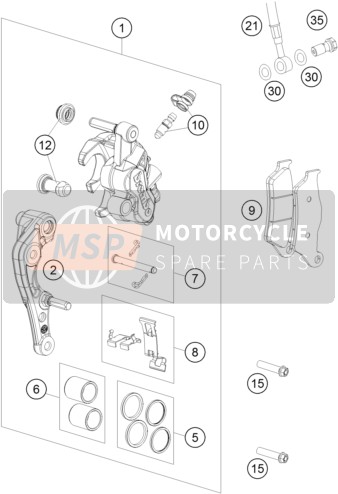 KTM 350 EXC-F SIX DAYS CKD, Brazil 2022 FRONT BRAKE CALIPER for a 2022 KTM 350 EXC-F SIX DAYS CKD, Brazil