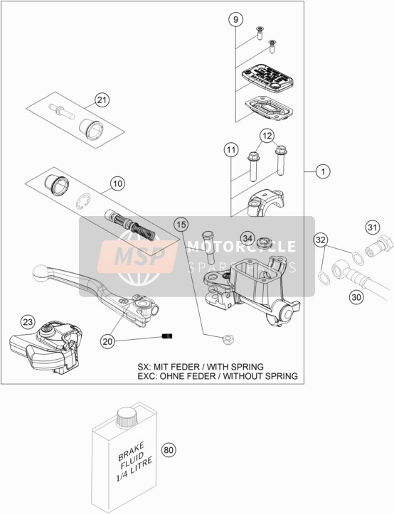 77713001044, Hand Brake Cylind. Cpl. Sx 2014, KTM, 0