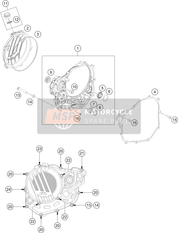 KTM 450 SX-F, Europe 2022 CLUTCH COVER 1 for a 2022 KTM 450 SX-F, Europe