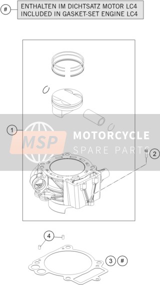 7663013834424, Cylinder + Piston, KTM, 0