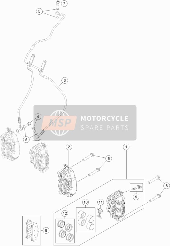 61442003000, Brake Hose Calipers Front, KTM, 0