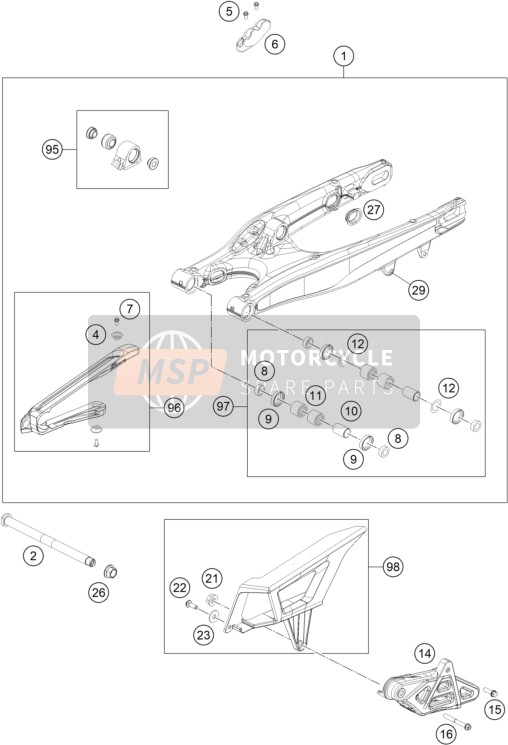 KTM 500 EXC-F SIX DAYS EU 2022 SWING ARM for a 2022 KTM 500 EXC-F SIX DAYS EU