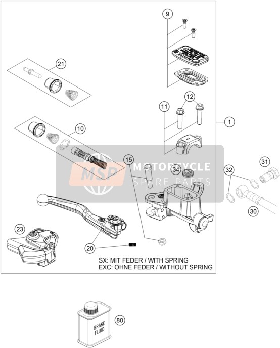 KTM 350 XCF-W 2022 FRONT BRAKE CONTROL 2 for a 2022 KTM 350 XCF-W