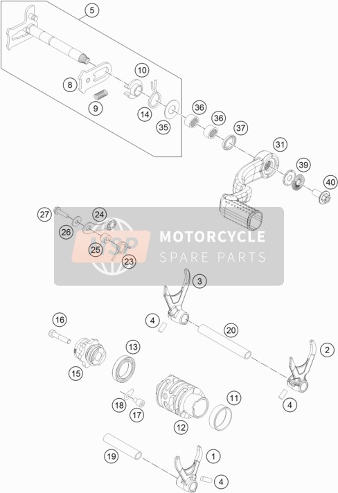 54634052300, Entretoise Selecteur 250/360 9, KTM, 2